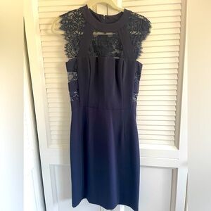 The Kooples Navy Fitted Midi Lace Dress size XS